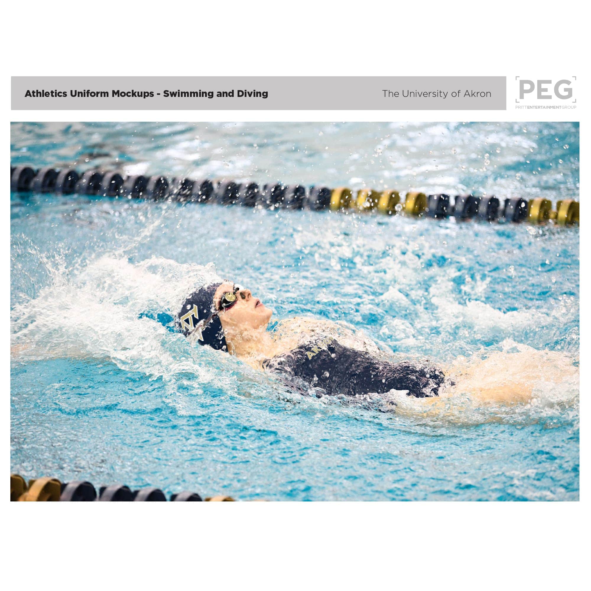 Mockup of new Akron Zips logo on women's swimsuit in the water round shape