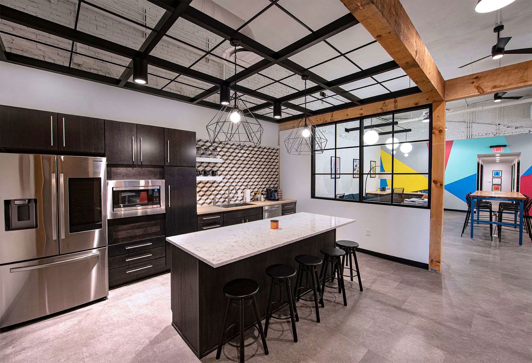 Kitchen area next to office space