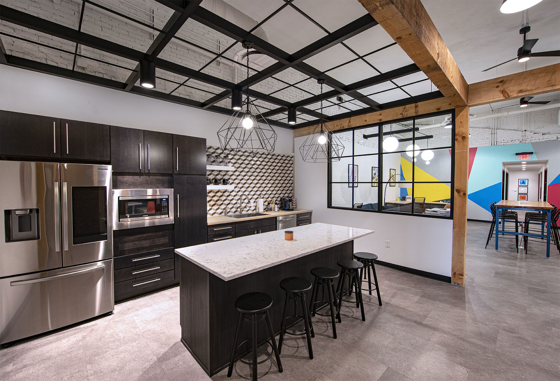 Kitchen area next to office space