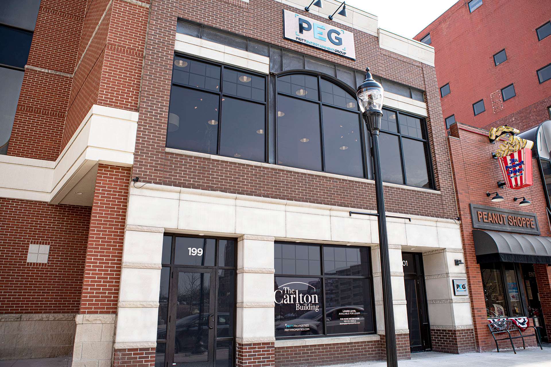 Exterior of Carlton Building from Main Street