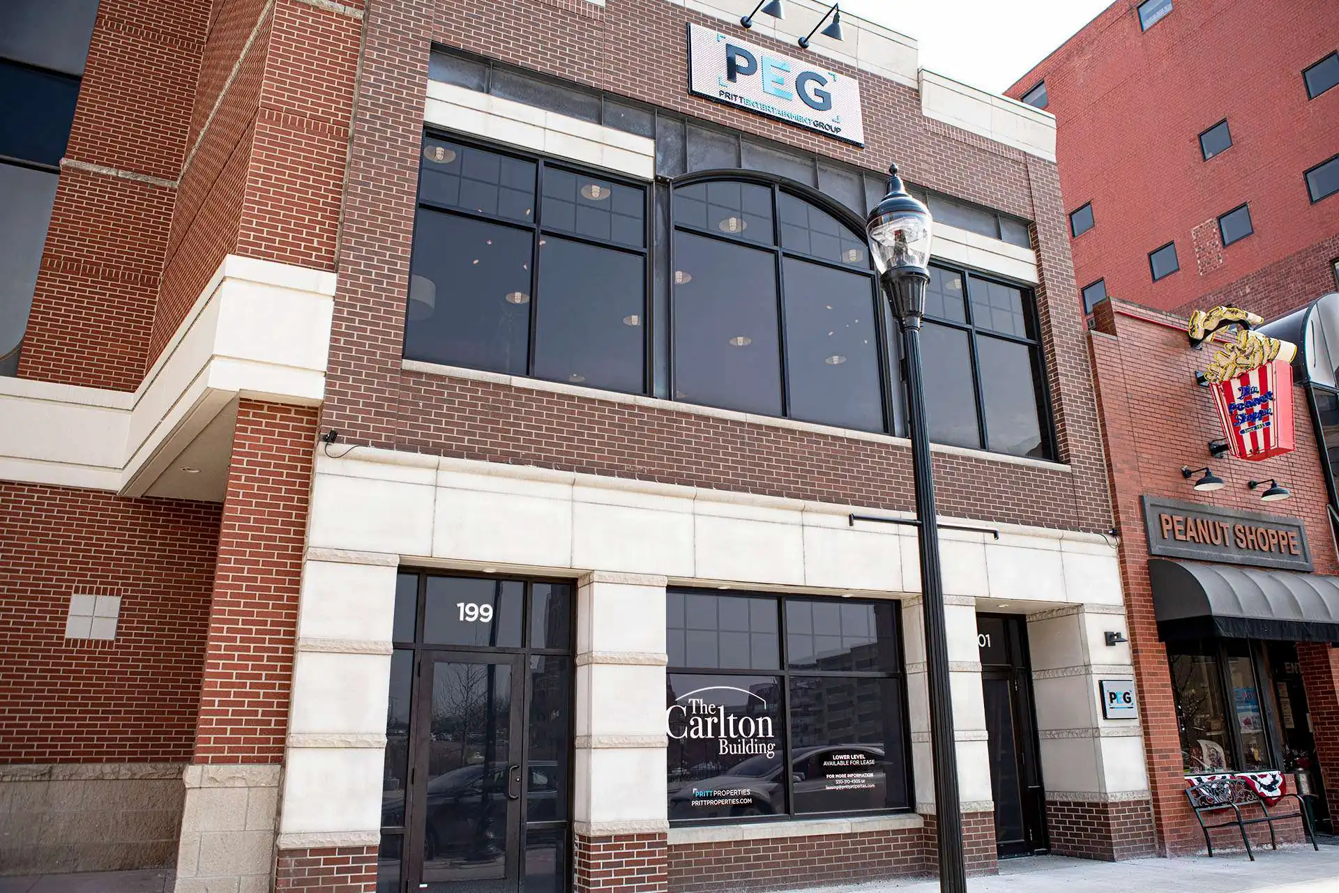 Exterior of Carlton Building from Main Street